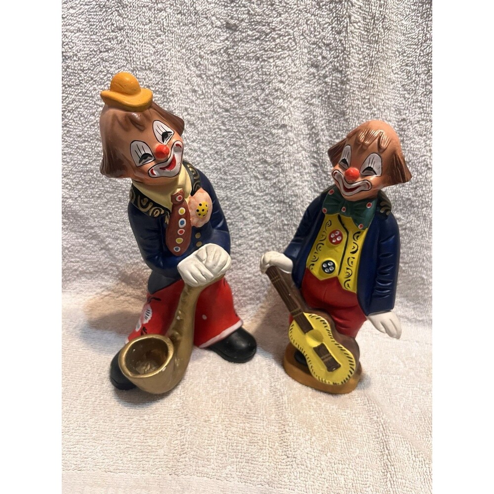 Vintage Portugal Porcelain Norleans Clowns Circus Musicians 7 inches